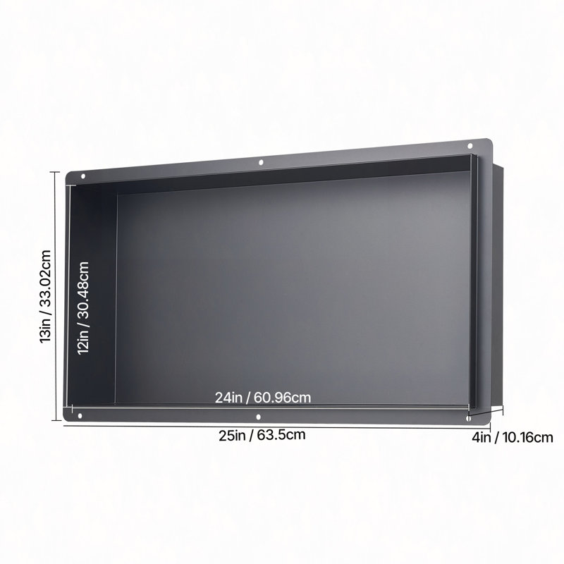 Tablette de douche encastrée sans cadre 13 po x 25 po x 4 po