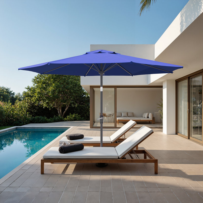 Parasol de marché 120 po, octogonal, bleu marine, H 91,2 po x l 120 po x P 120 po, Marine
