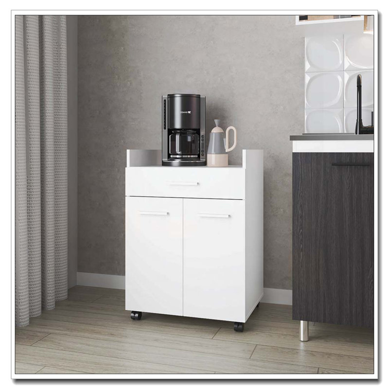 Chariot de cuisine blanc avec 2 portes et 1 tiroir Burnside