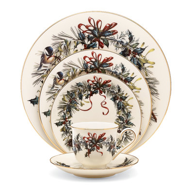 Lenox Winter Greetings Porcelain China 5 Piece Place Setting, Service for 1