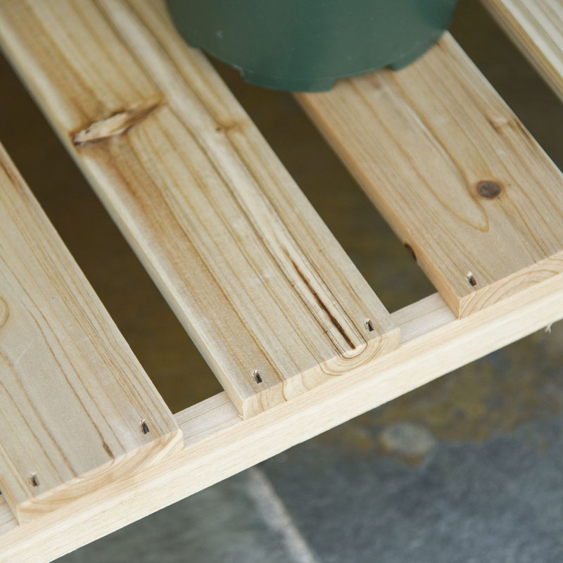 Lit de jardin surélevé en bois avec tablette de rangement, bois naturel