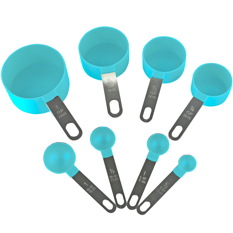 8pc Measuring Cup & Spoon Set, Turquoise