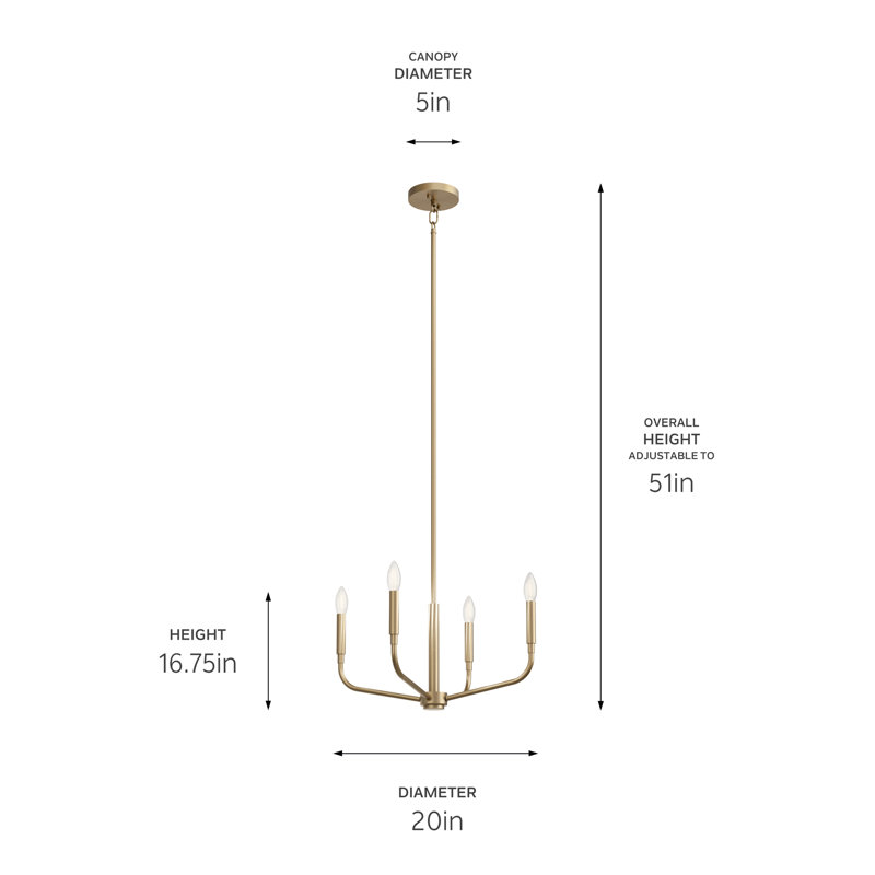 Luminaire suspendu 4 lumières Clairice, Bronze