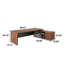 Bureau de direction 86,61 "moderne en forme de L brun minimaliste-130207805