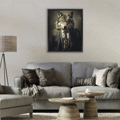 Fancy Wolf in Suit Floating Frame, design by Ray Powers
