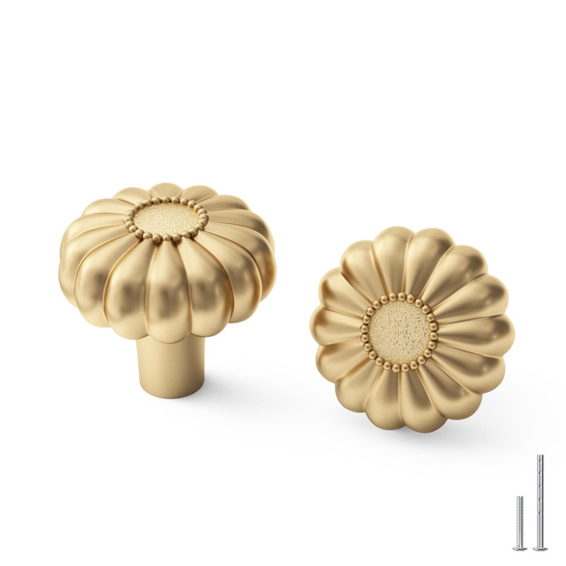 Lot de 12 boutons de commode dorés pour tiroirs et meubles. Installation facile, vis incluses.