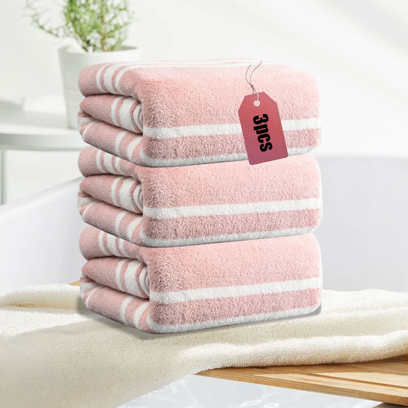 Towels Soft Highly Absorbent Hotel Spa Bathroom Towel Collection for Bathroom Kitchen | 13.3x30 Inch | Set of 3, Pink