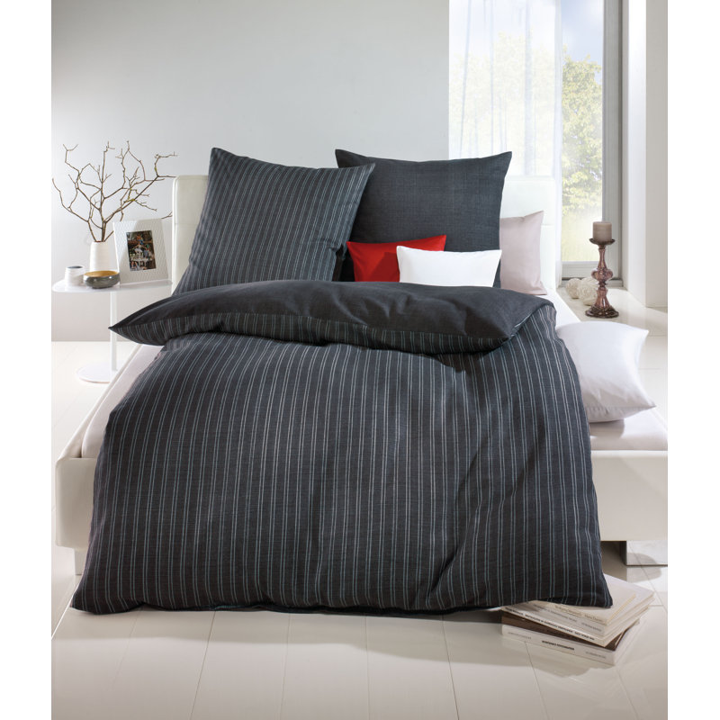 Satin Abstract Duvet Cover Set with Pillowcases, Single - 1 Pillowcase (70 x 80 cm), Tin colours
