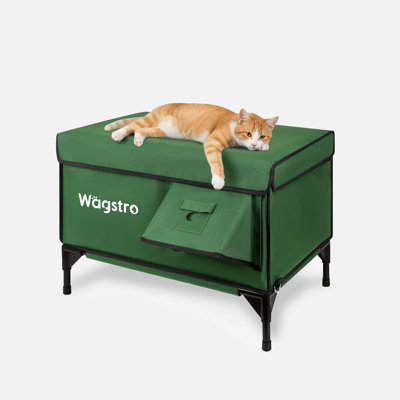 Clawsable Heated Outdoor Cat Shelter with Waterproof Roof,Heated Mat ,Magnetic Escape Door, Eco-Friendly Kitty House ,All Season Insulated Cat House