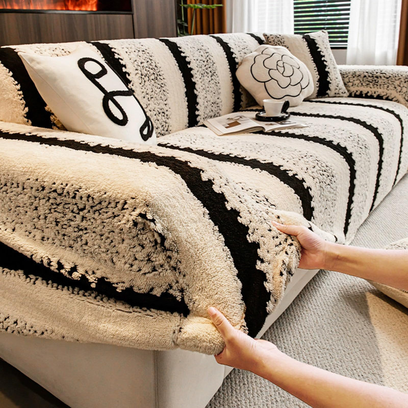 Housse pour canapé Winter Plush, Noir, L 90 po x P 35 po