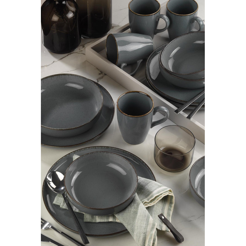 Arrie Piece Dinnerware Set - Service for 4, Grey