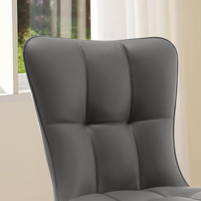 Modern Upholstered Dining Chair with Metal Frame, Gray