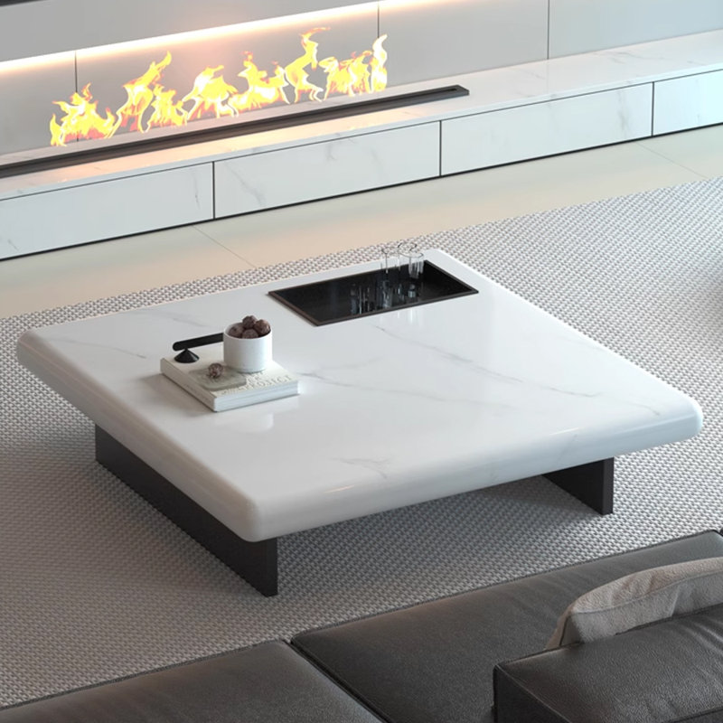 Table basse simple et luxueuse en marbre, H 12,59 po x L 31,49 po x l 31,49 po