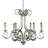 Scroll 6 - Light Candle Style Empire Chandelier with Wrought Iron Accent