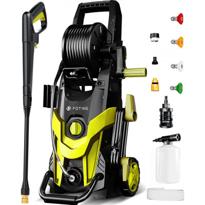 FOTING Pressure Washer, 1750PSI Power Washer with 4 Quick Connect Nozzle & Foam Cannon&Inlet Hose&Filter, High Pressure Washer,Green