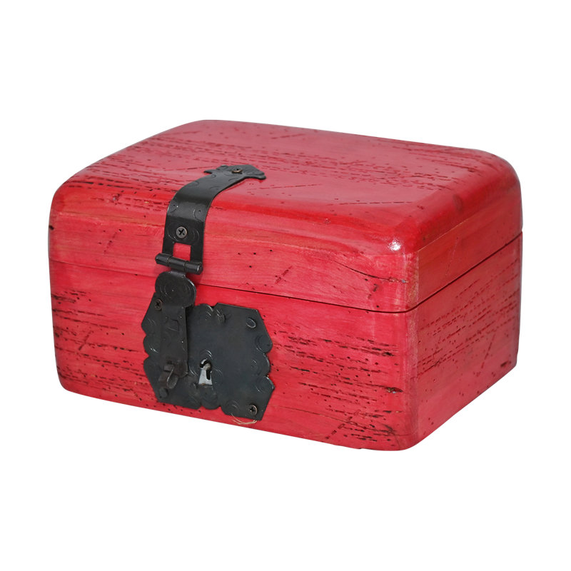 Boîte à bibelots en bois rouge avec clé Keepsakes Collection
