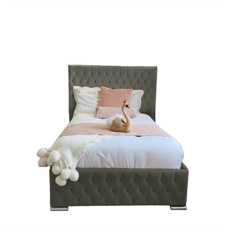 Tharpe Upholstered Bed Frame   , Single (3'), Asphalt
