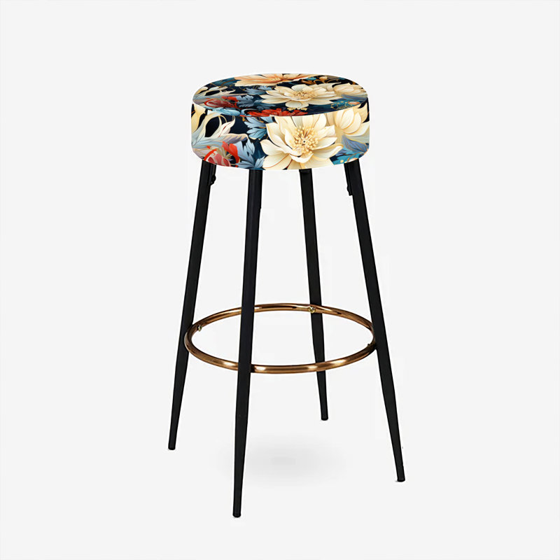 Inspirations modernes - motif floral - ensemble de 2 tabourets floraux