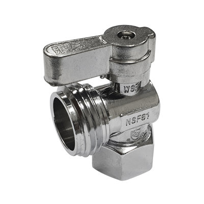 1/2" Fip X 3/4" Hose Thread Angle Shut Off Valve, Polished Chrome
