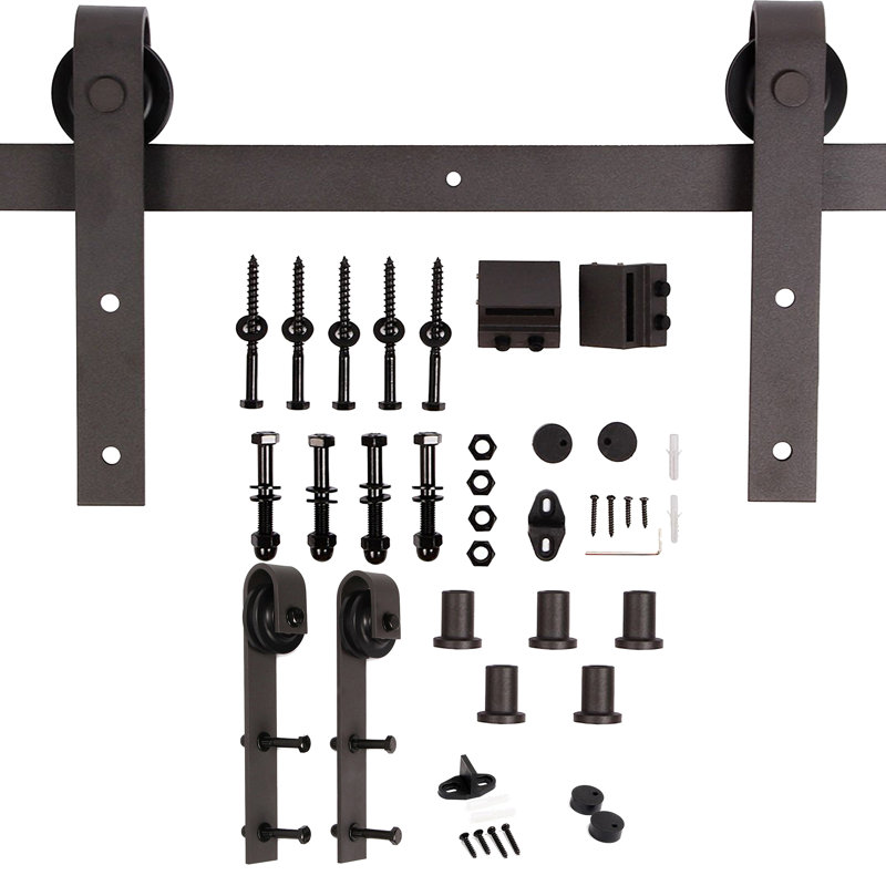 K Style Solid Core Wood Double Sliding Barn Door with Hardware Kit -Assembly Needed, French Gray, 76" x 84"