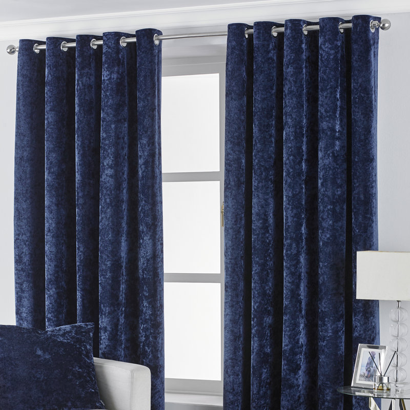 Elisha Crushed Velvet Thermal Eyelet Curtains, Width 229 x Drop 137cm, Emerald