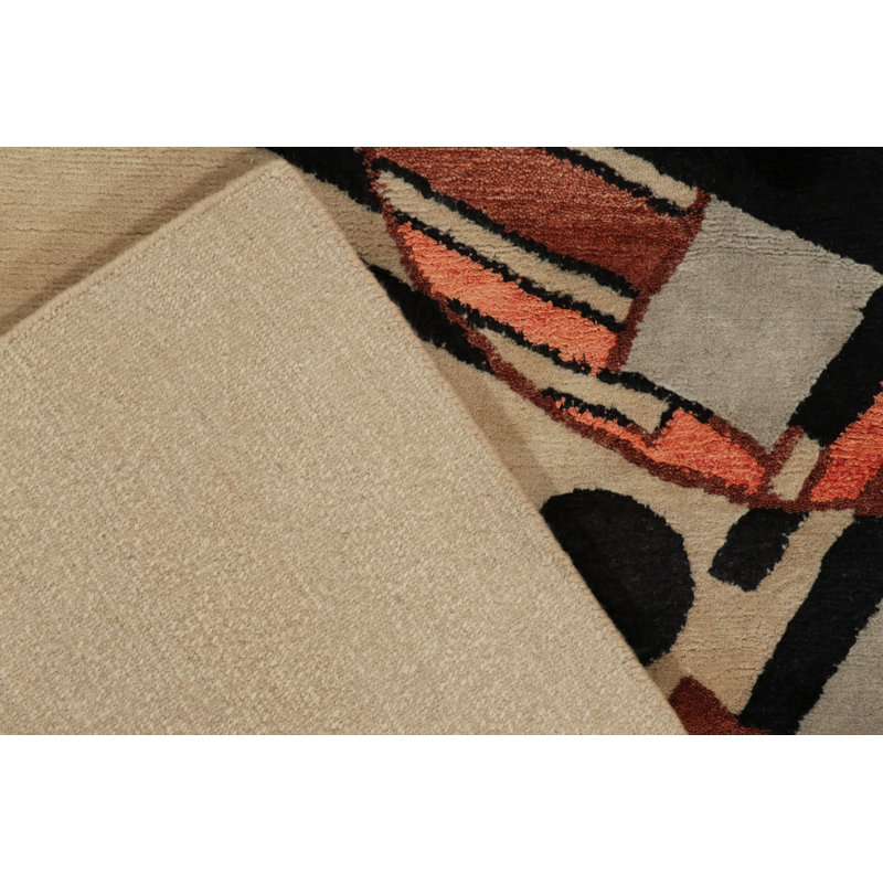 Hand Knotted Wool Abstract Area Rug, Rectangle 8' x 10'