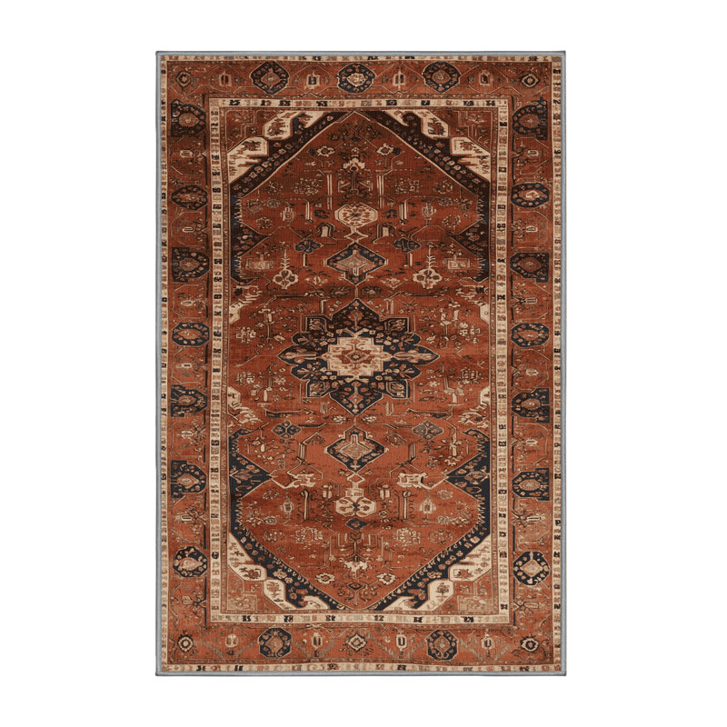 Tapis brun turc lavable à la machine, Rectangulaire 2 pi x 3 pi
