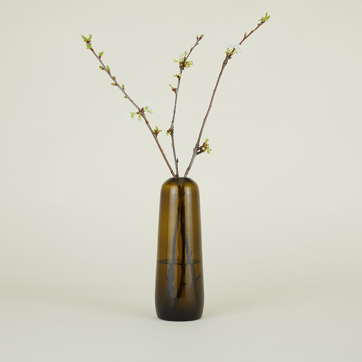 Aurora Handmade Glass Table Vase, 11.5" H x 4" W x 4" D, Olive