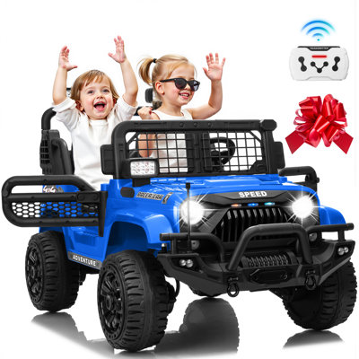 Blue 24V 2-Seater Kids Ride On Car with 4 Motors, Bluetooth, USB, MP3, Music Player, Power Display for Toddlers