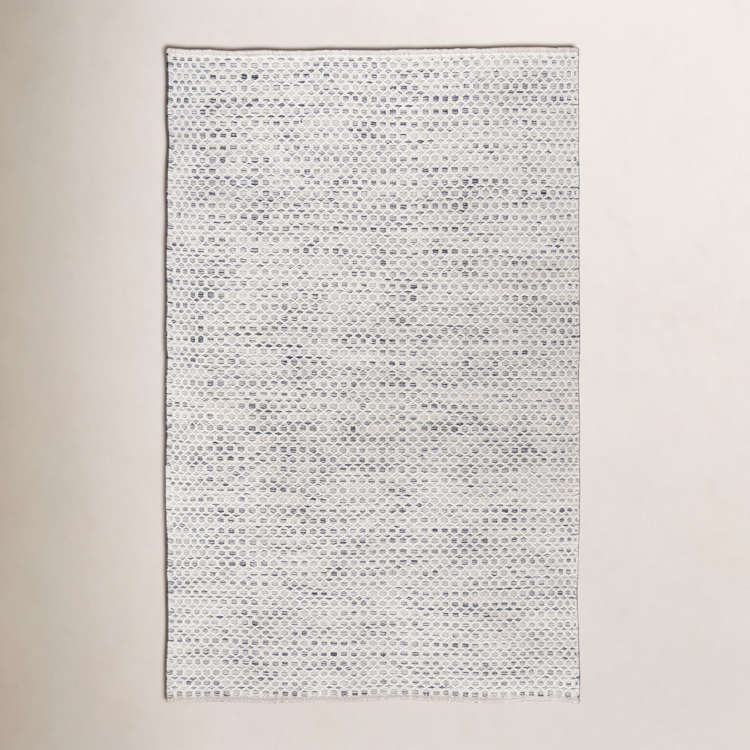 Quincy Beige Hand-Woven Geometric Wool Rug, Rectangle 5' x7'6"