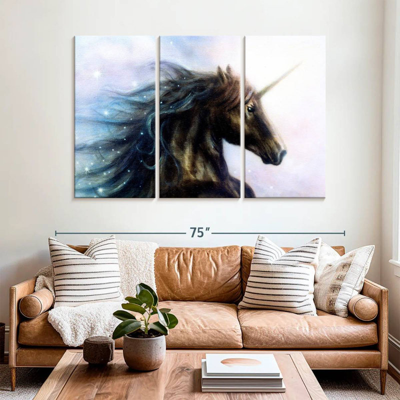 Kelan Black Unicorn, 42" H x 65" W