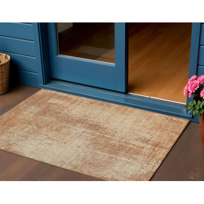 Tapis extérieur lavable abstrait en terre cuite et cuivre 3 pi x 5 pi