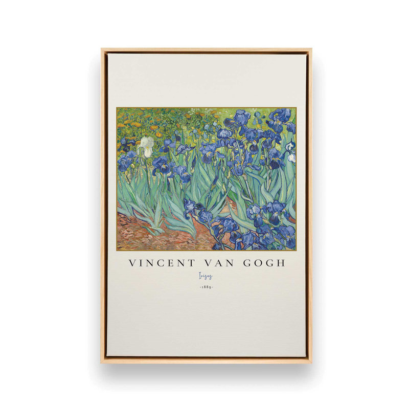Van Gogh's Irises v3, Cadre américain en érable flottant, H 18,75 po x l 12,75 po