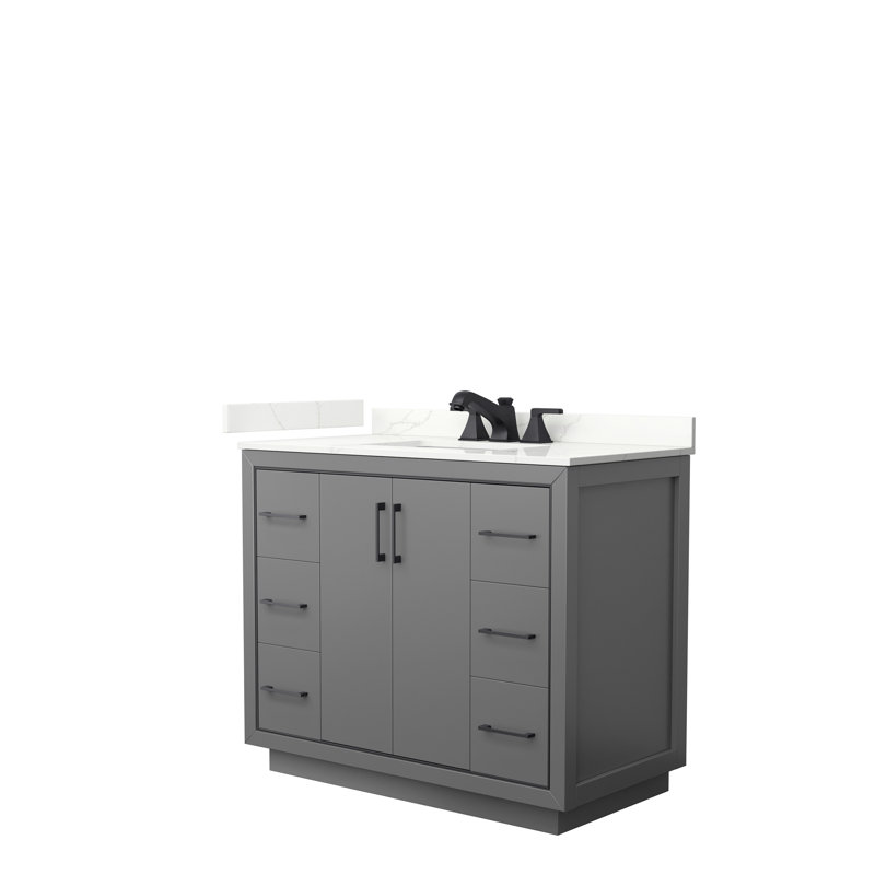 42'' W Single Vanity, Dark Gray, Giotto Quartz, Matte Black