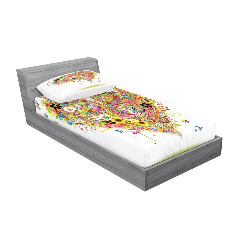 Multicolore drap-housse et coussin décoratif Ambesonne, Ensemble de draps pour lit simple TG + 5 articles 