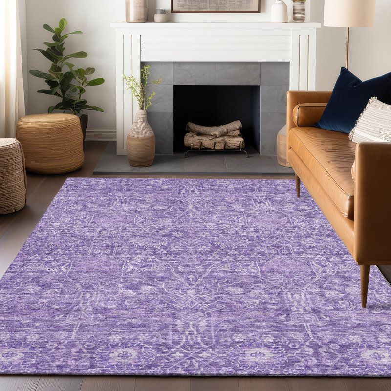Tapis d'intérieur / extérieur lavable mauve Mila , 8' x 10'
