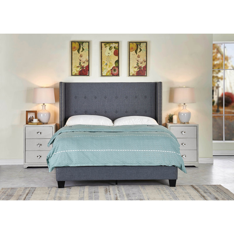 Jabrion Upholstered Standard Bed, Gray, Full