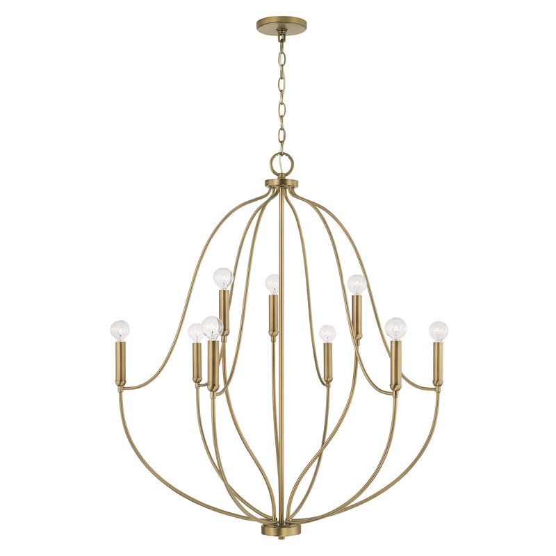 Lustre 32 lumières l 32,5 "x H 38" en laiton vieilli, Laiton vieilli