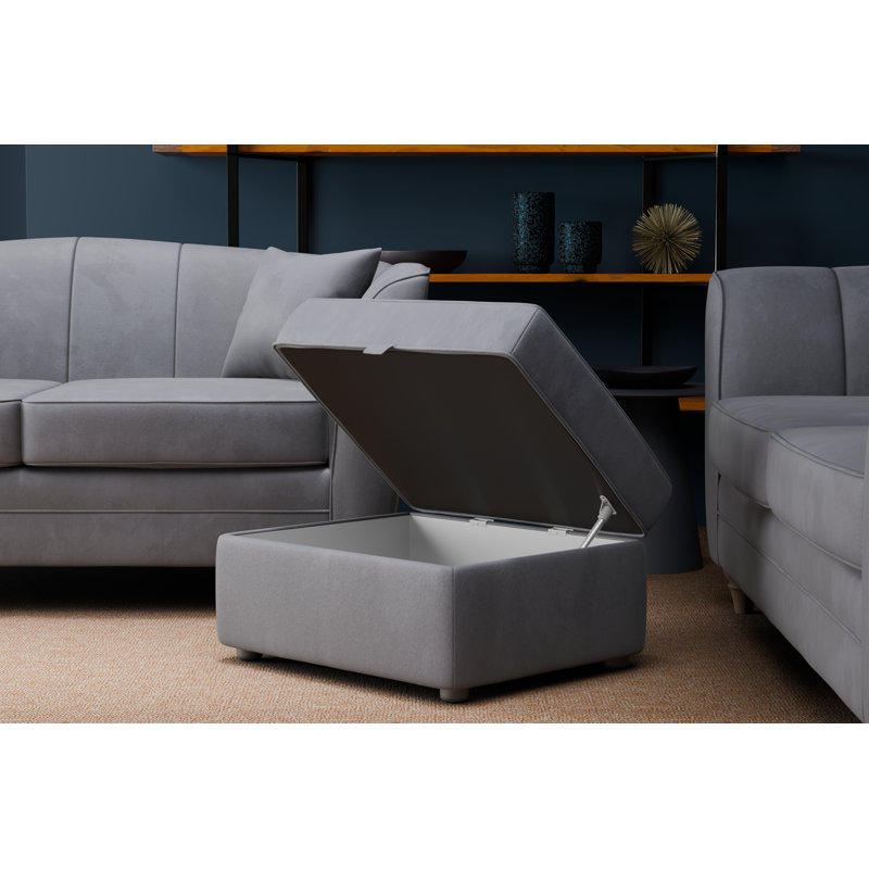Laverton 62Cm Velvet Rectangle Storage Ottoman, Steel