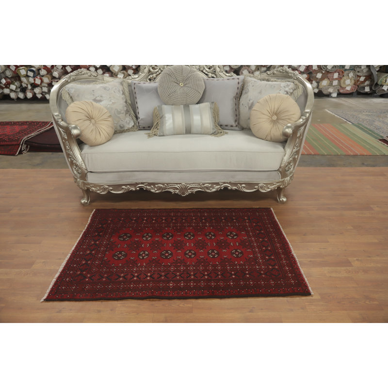 Tapis afghan tribal rouge oriental 3 x 5