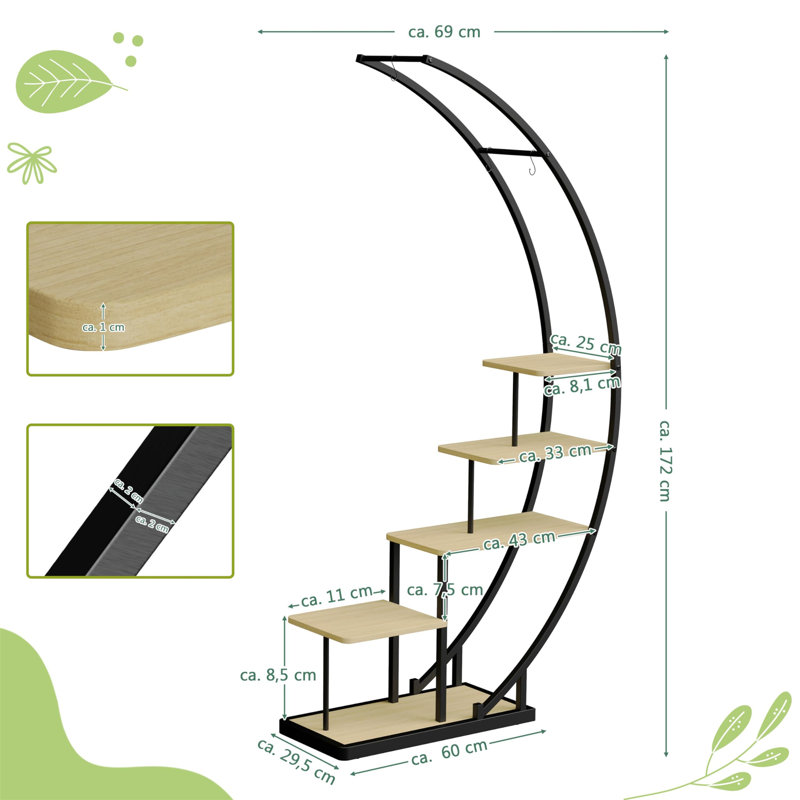 Plant Stand - Set of 5, Black/Brown