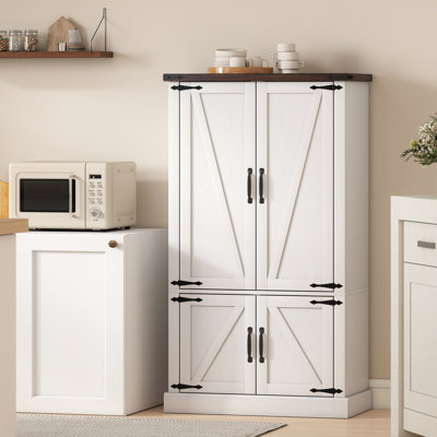 Garde-manger, armoire de rangement de cuisine avec 6 supports de porte, blanc