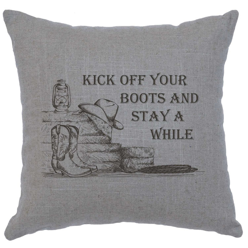 Coussin Wooded River Image - Kick off bottes - Lin naturel, Crème