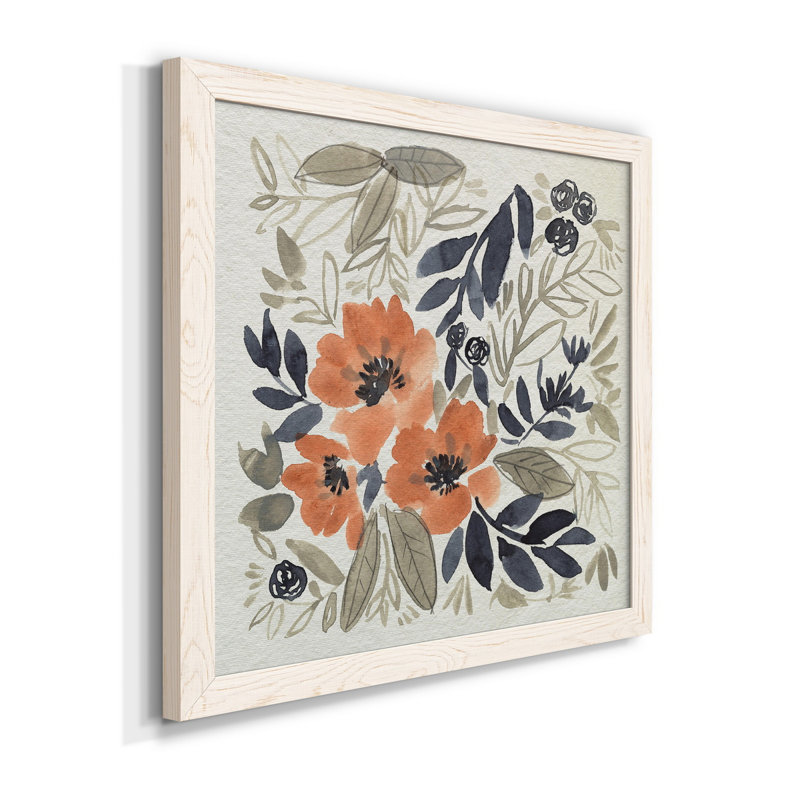 Sienna & Paynes Flowers II - Toile encadrée de qualité supérieure - prête à être accrochée, Cadre blanc