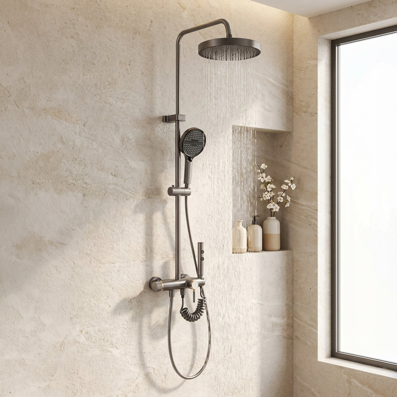 Wall-Mount Bathroom Piano-Key Panel Shower System Set