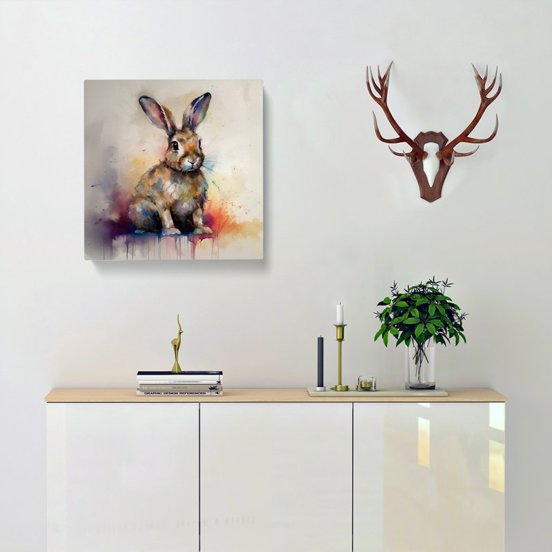 Rabbit Gestural No.2 - Wrapped Canvas, 35cm H x 35cm W x 3cm D