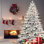 Arbre de Noël artificiel enneigé 6,5 pi avec 450 lumières incandescentes blanc chaud, 2225 pointes, pin enneigé PE + PVC avec branches à mémoire de forme, support en métal pliable pour les Fêtes