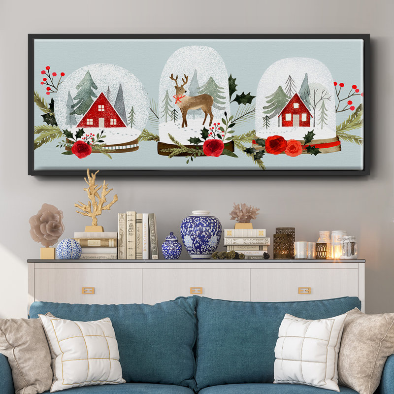 Snow Globe Village Collection D- Framed Canvas