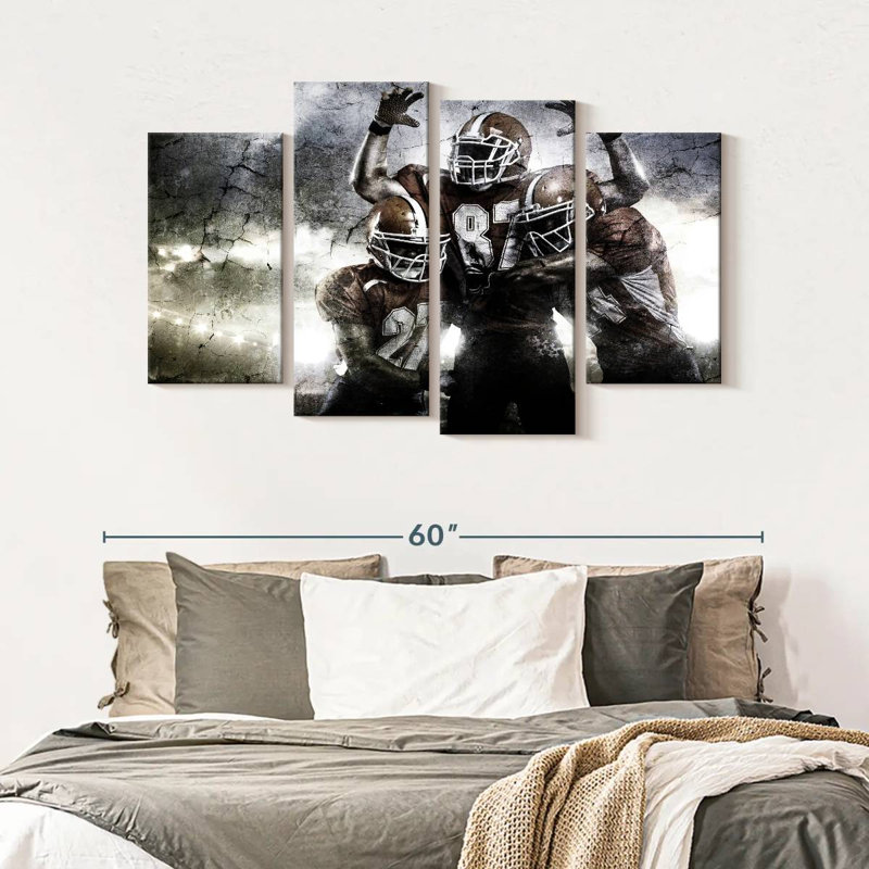 Thrilling Football - Ensemble de 4 toiles tendues, H 32 po x l 52 po x P 1,25 po