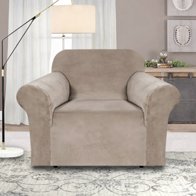 Luxurious Velvet Plush Stretch Armchair Slipcover for Livingroom Soft Thick Velvet Non Slip Chair Protector Machine Washable